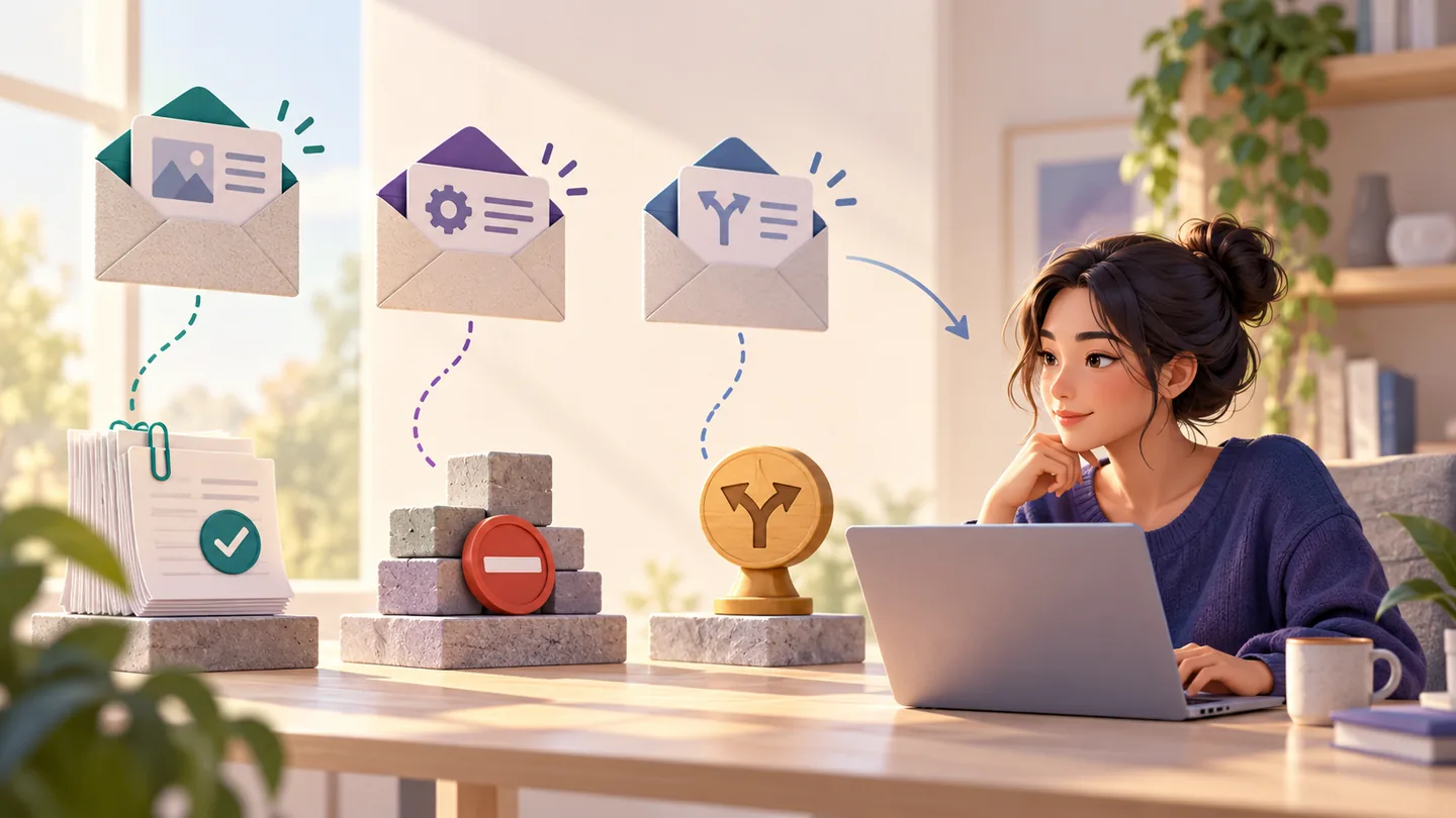 Editorial illustration of SEO audit remediation · Status updates