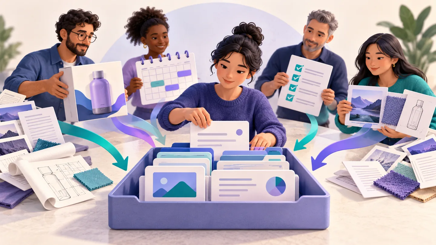 Editorial illustration of Digital product launch · Required inputs