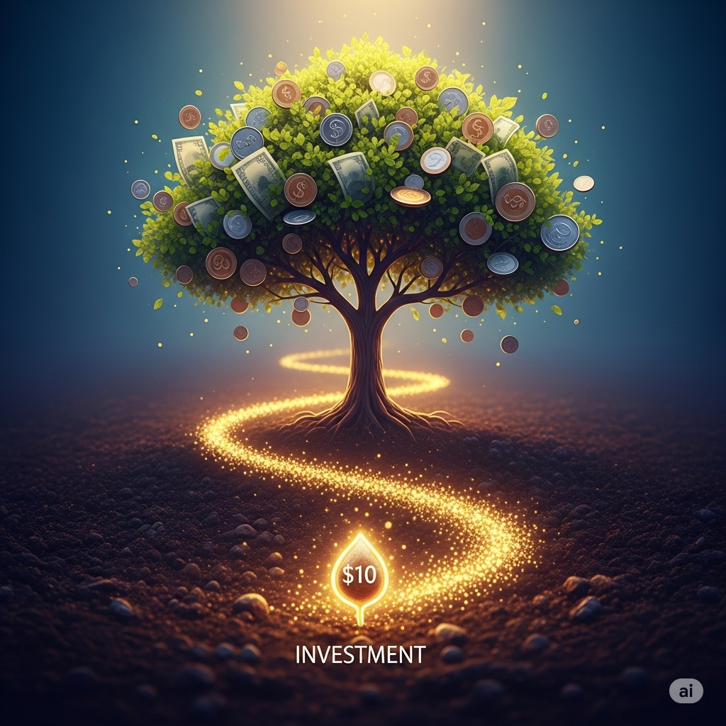 How to invest $10 to earn thousands