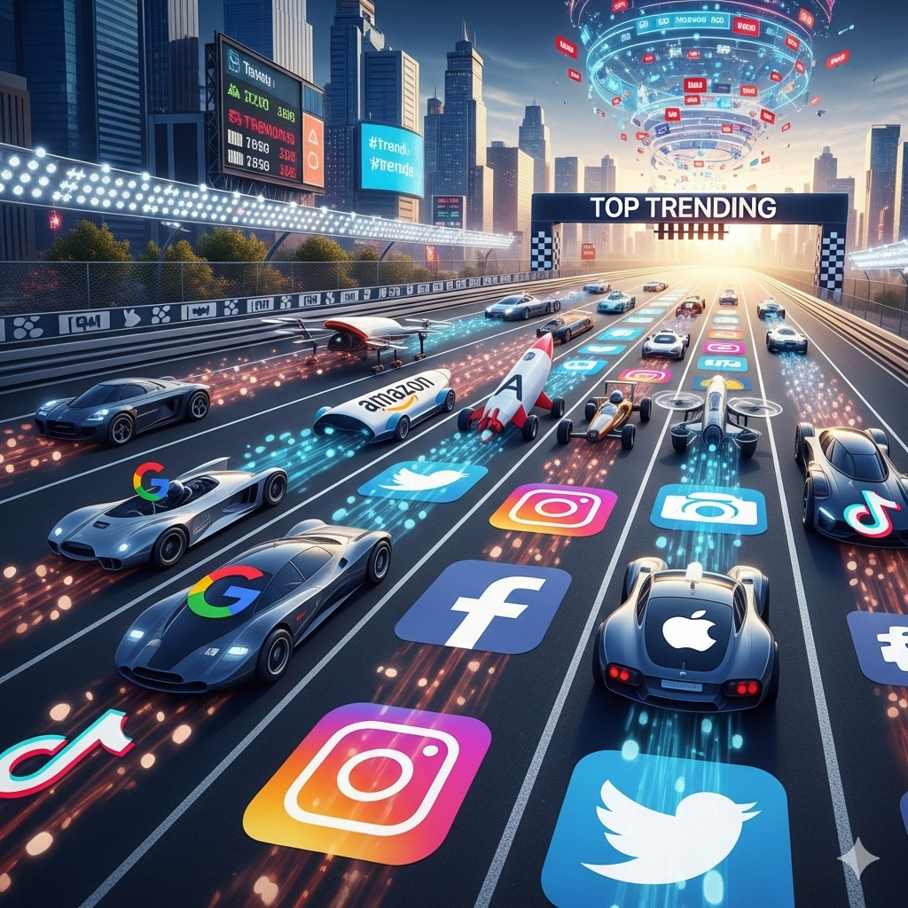 Which corporate giant dominates social media and why?